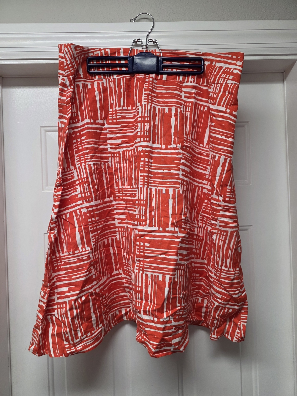 Signature Orange-White Geometric A-Line Skirt